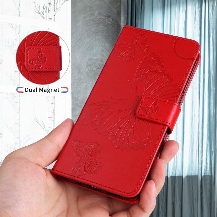 Bild 5, Motorola Moto G86 Power/G86 5G Fodral Fjäril Tryck Röd