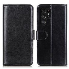 Samsung Galaxy S22 Ultra Fodral Crazy Horse Läder Svart