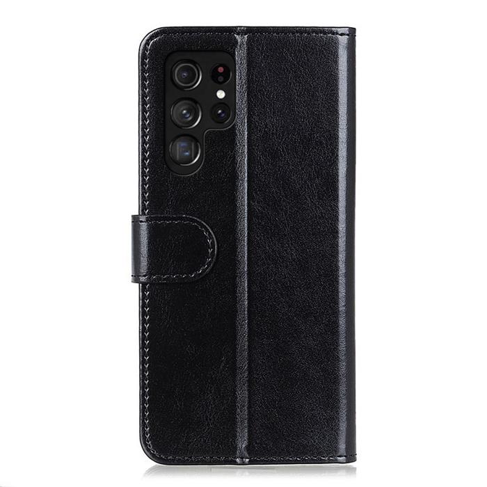 Bild 3, Samsung Galaxy S22 Ultra Fodral Crazy Horse Läder Svart