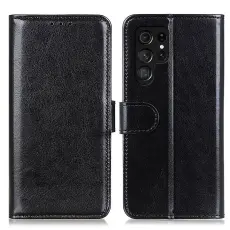 Samsung Galaxy S22 Ultra Fodral Crazy Horse Läder Svart