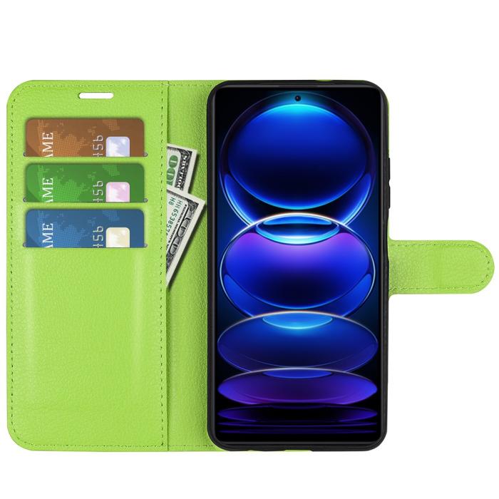 Bild 2, Xiaomi Redmi Note 12 Pro 5G Fodral Litchi Läder Grön