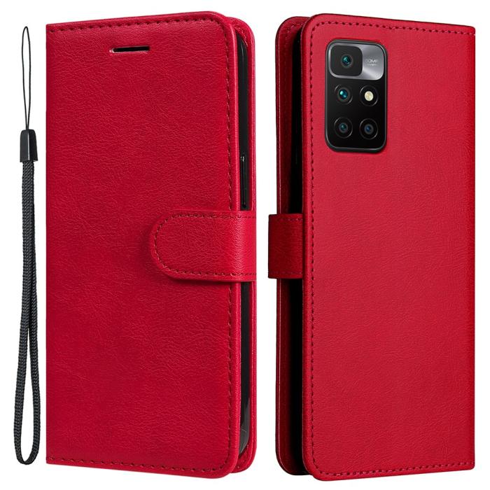 Bild 1, Xiaomi Redmi 10 Fodral Solid Läder Röd
