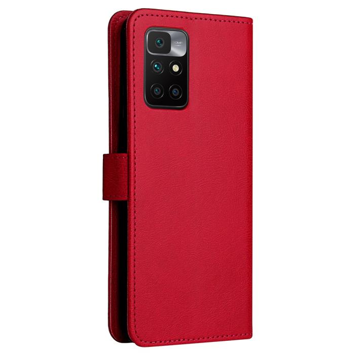Bild 4, Xiaomi Redmi 10 Fodral Solid Läder Röd