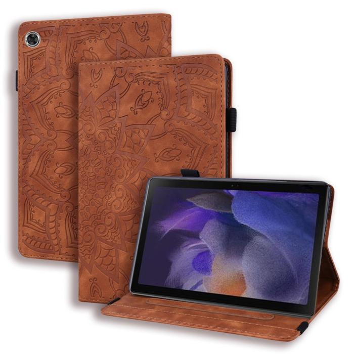 Bild 1, Samsung Galaxy Tab A8 10.5 (2021) Fodral Tryckt Flower Brun