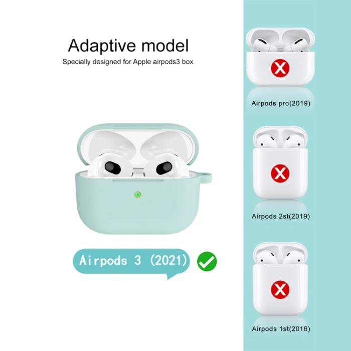 Bild 5, AirPods 3 Skal Silikon Med Krok Blå
