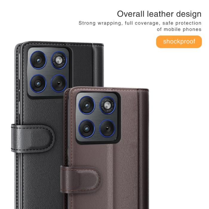 Bild 5, Motorola Edge 70 Fodral Premium Äkta Läder Brun