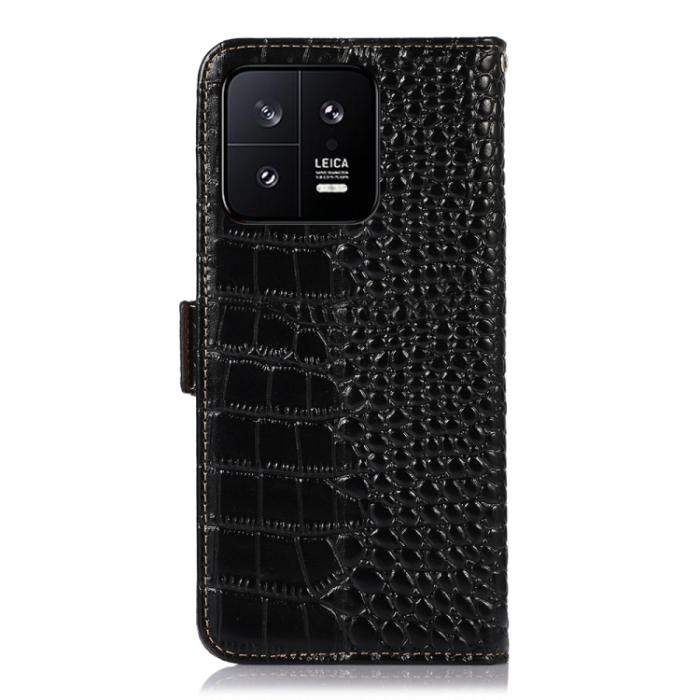 Bild 3, Xiaomi 13 5G Fodral Krokodil Textur Läder Svart