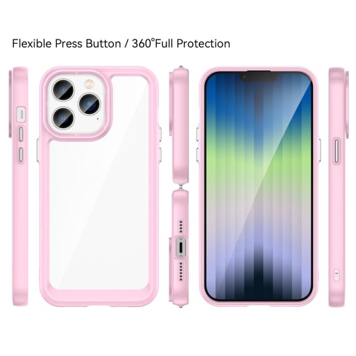 Bild 2, iPhone 14 Pro Max Skal Akryl/TPU Transparent/Rosa
