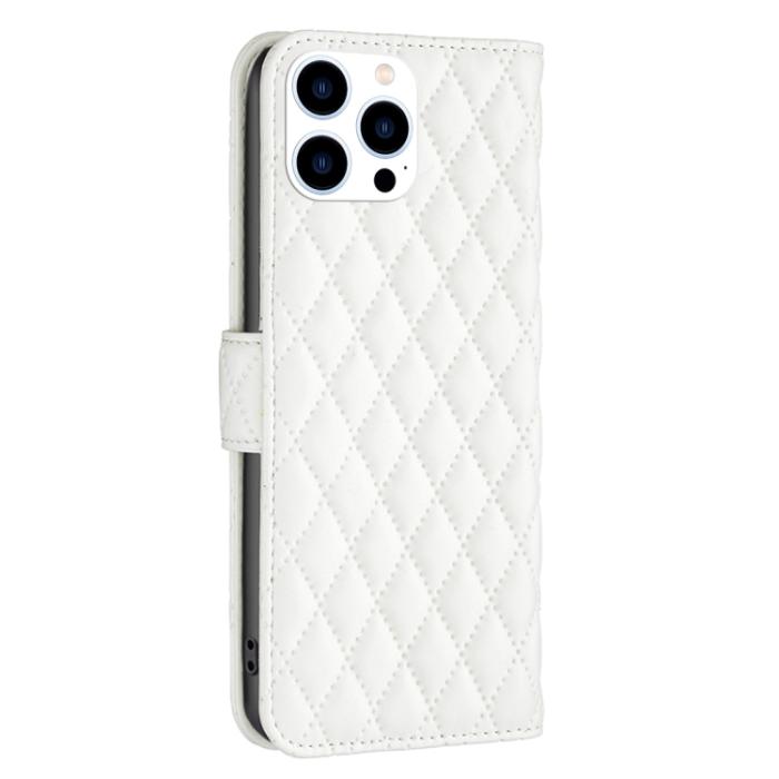 Bild 3, iPhone 15 Pro Fodral Diamond Läder Vit