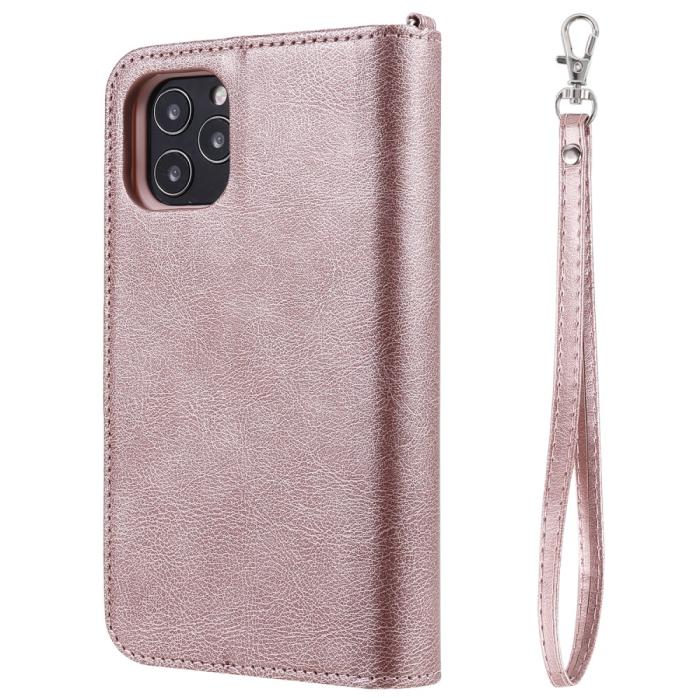 Bild 5, iPhone 12 / 12 Pro - 2in1 Magnet Skal / Plånboksfodral - Roséguld