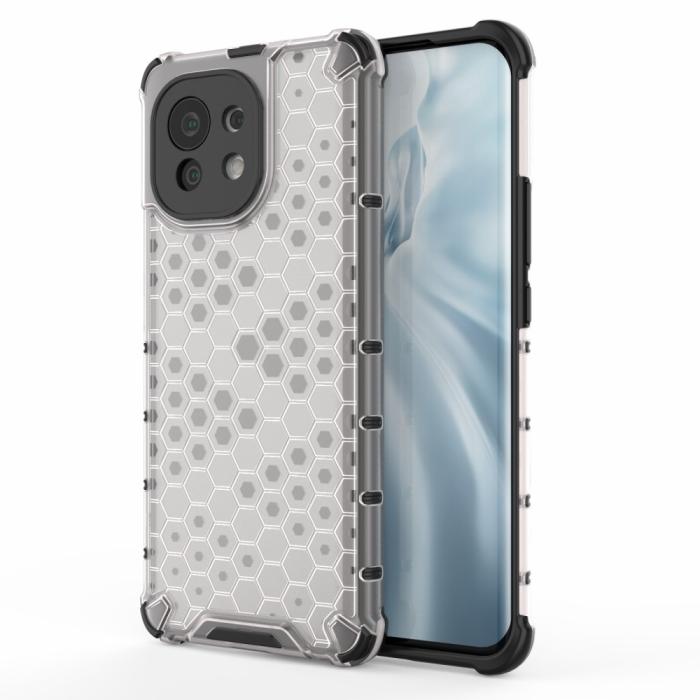 Bild 1, Xiaomi Mi 11 - Armor Honeycomb Textur Skal - Vit