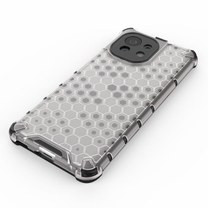 Bild 4, Xiaomi Mi 11 - Armor Honeycomb Textur Skal - Vit