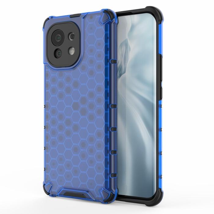 Bild 1, Xiaomi Mi 11 - Armor Honeycomb Textur Skal - Blå