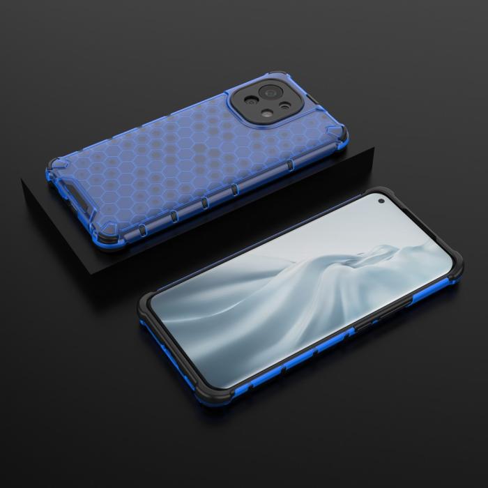 Bild 3, Xiaomi Mi 11 - Armor Honeycomb Textur Skal - Blå