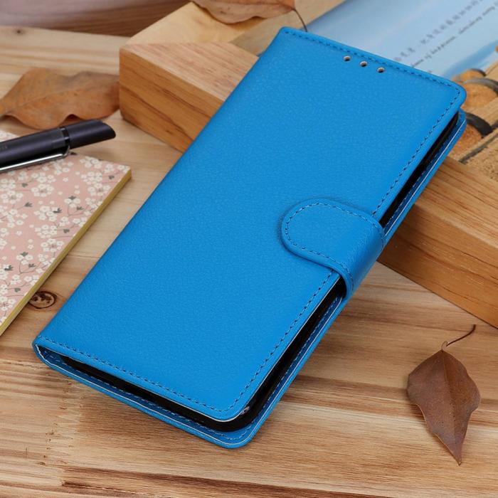Bild 6, Xiaomi Redmi 12C 4G Fodral Läder Litchi Textur Blå