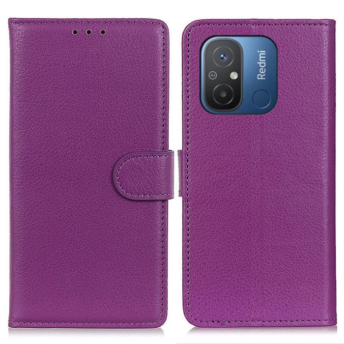 Bild 1, Xiaomi Redmi 12C 4G Fodral Läder Litchi Textur Lila
