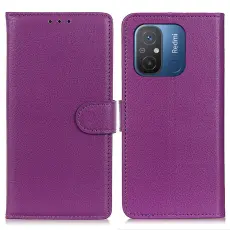 Xiaomi Redmi 12C 4G Fodral Läder Litchi Textur Lila