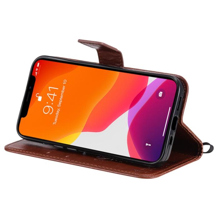 Bild 5, iPhone 13 - Tryckt Träd/Katt Design Fodral - Brun