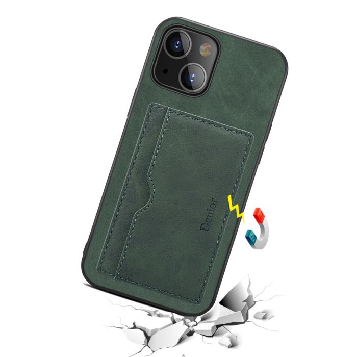 Bild 2, iPhone 13 - Hybrid Skal Kortfack Kickstand - Grön