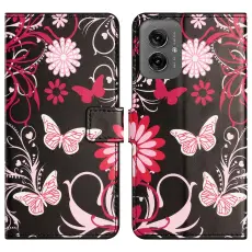 Motorola Moto G55 5G Fodral Med Tryck Fj&auml;rilar