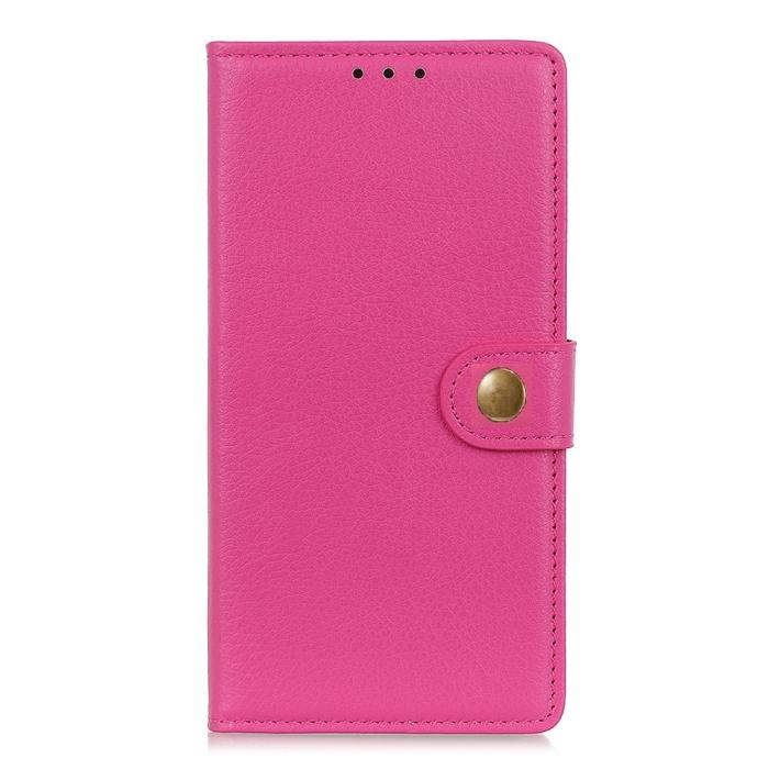 Bild 1, iPhone XS Max Fodral Solid Läder Magnetisk Mässing Rosa