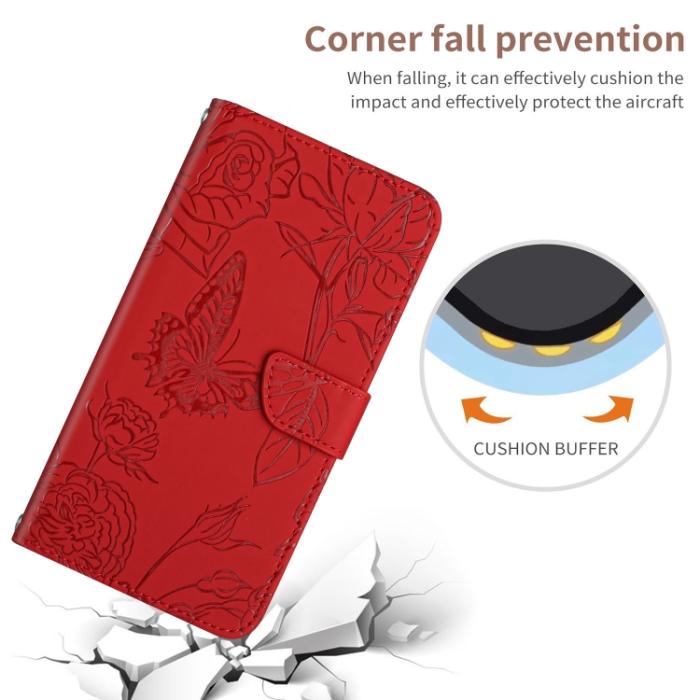 Bild 6, Motorola Moto G22 Fodral Fjäril/Pion präglad Röd