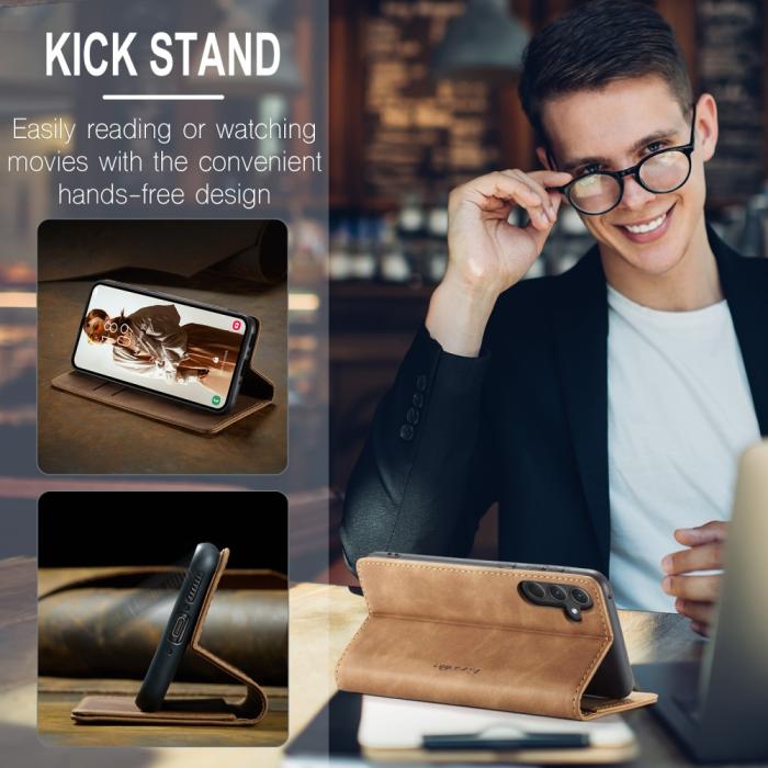 Bild 6, CASEME Galaxy A56 5G/A36 5G Fodral Retro Läder Brun
