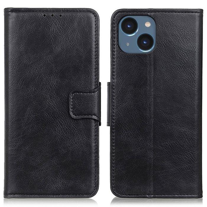 Bild 1, iPhone 15 Fodral Crazy Horse Folio Svart