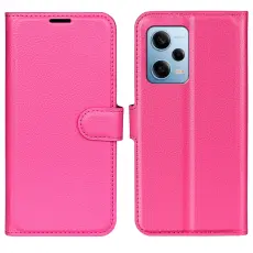 Xiaomi Redmi Note 12 Pro 5G Fodral Litchi L&auml;der Rosa