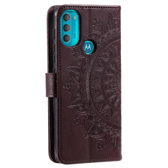 Bild 3, Motorola Moto G71 Fodral Mandala Läder Brun