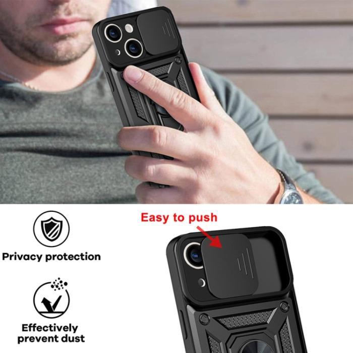 Bild 4, iPhone 14 Skal Armor Hybrid Ring CamShield Svart