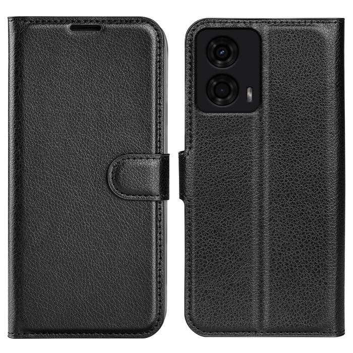 Bild 1, Motorola Moto G04 4G/G24 4G Fodral Litchi Läder Svart