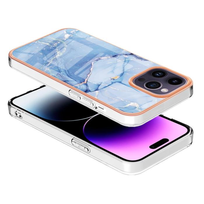 Bild 3, iPhone 16 Pro Max Skal TPU Marmor Blå