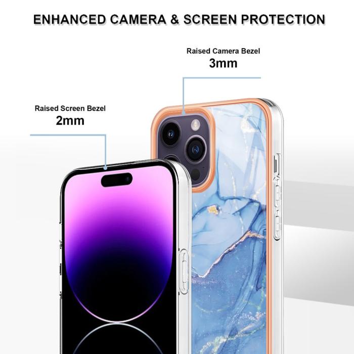 Bild 4, iPhone 16 Pro Max Skal TPU Marmor Blå