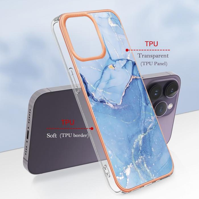 Bild 6, iPhone 16 Pro Max Skal TPU Marmor Blå