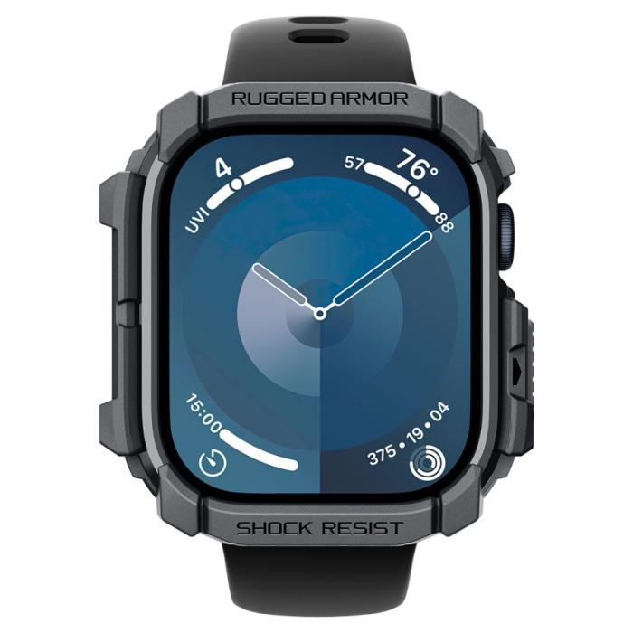 Bild 3, Spigen Apple Watch 11/10 46 mm Skal Rugged Armor Mörk Grå