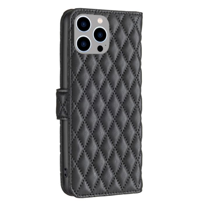 Bild 3, iPhone 15 Pro Max Fodral Diamond Läder Svart