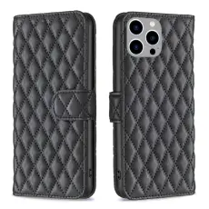iPhone 15 Pro Max Fodral Diamond L&auml;der Svart