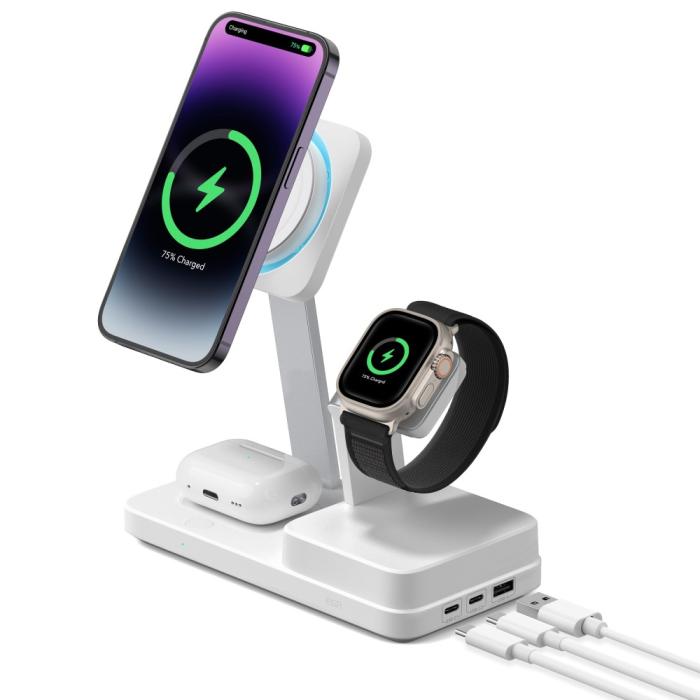 Bild 2, ESR 6in1 100W GaN Trådlös MagSafe Snabbladdare CyroBoost Vit
