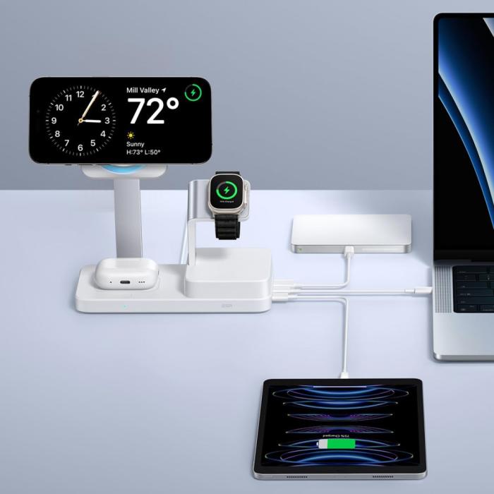 Bild 5, ESR 6in1 100W GaN Trådlös MagSafe Snabbladdare CyroBoost Vit