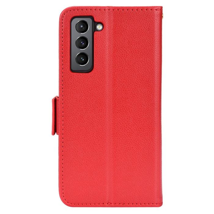 Bild 3, Samsung Galaxy S22 Plus Fodral Litchi Textur Röd