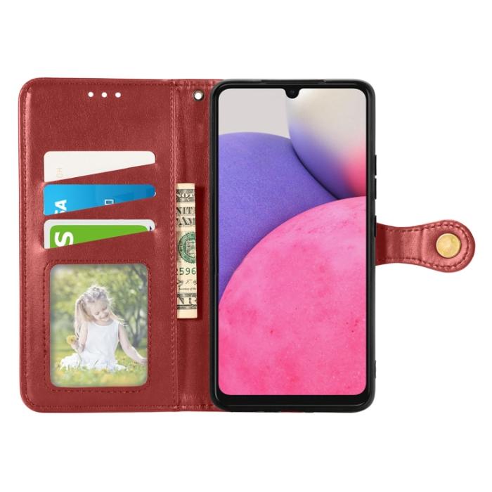 Bild 3, Samsung Galaxy A33 5G Fodral Solid Läder Röd