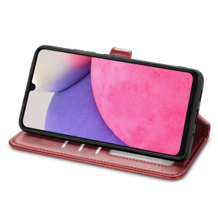 Bild 4, Samsung Galaxy A33 5G Fodral Solid Läder Röd