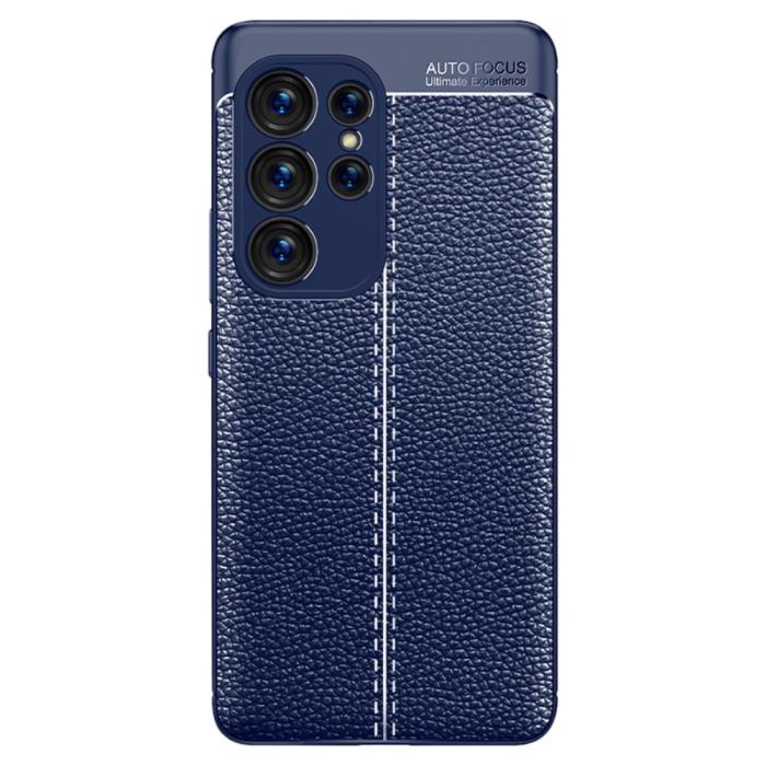 Bild 1, Samsung Galaxy S23 Ultra Skal Litchi Textur Blå