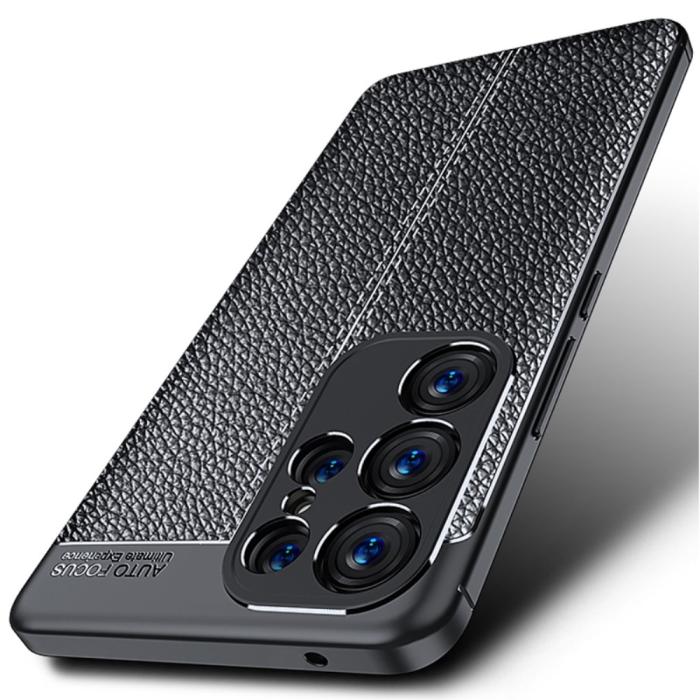 Bild 3, Samsung Galaxy S23 Ultra Skal Litchi Textur Blå