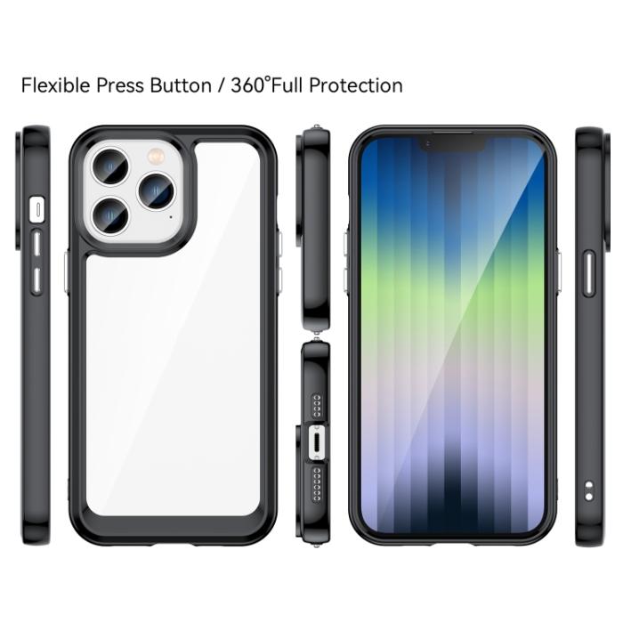 Bild 2, iPhone 14 Pro Max Skal Akryl/TPU Transparent/Svart