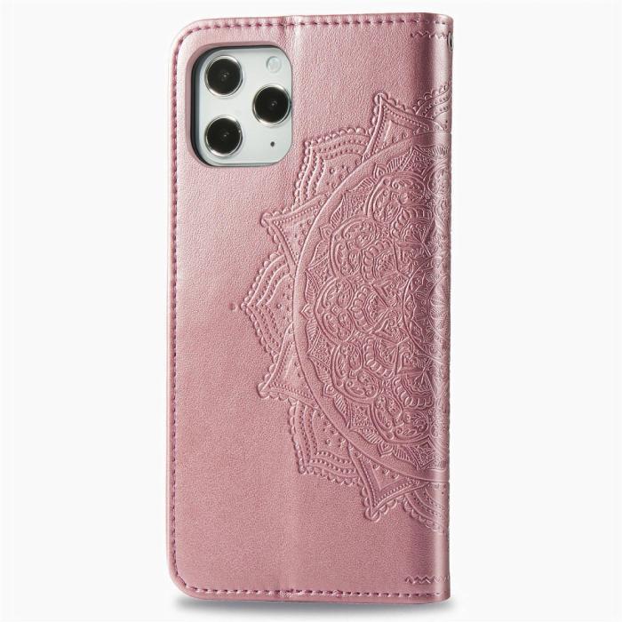 Bild 2, iPhone 12 Pro Max - Mandala Läder Fodral - Roséguld