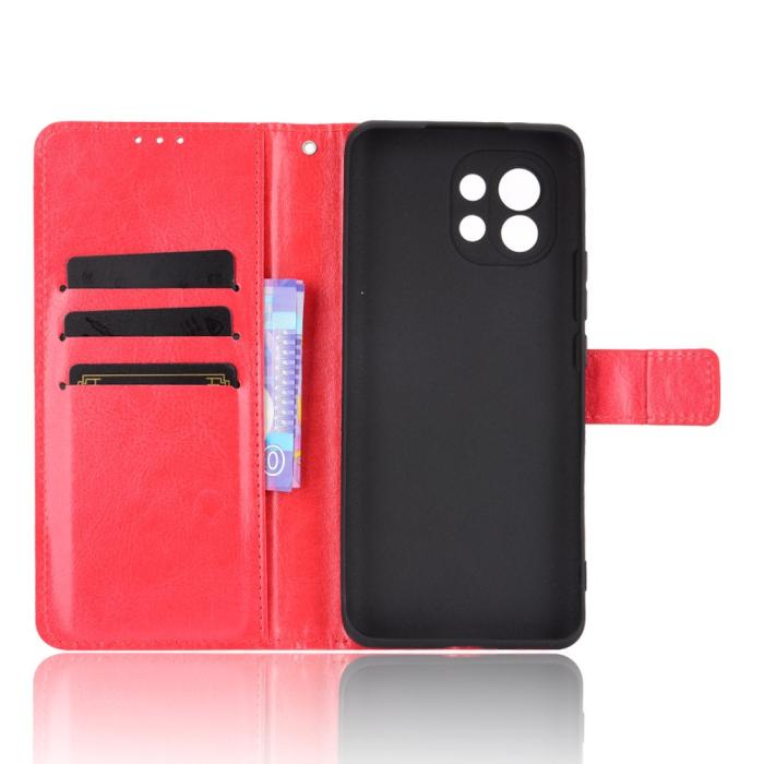 Bild 3, Xiaomi Mi 11 - Crazy Horse Fodral - Röd