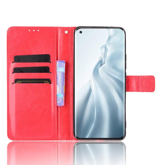Bild 4, Xiaomi Mi 11 - Crazy Horse Fodral - Röd