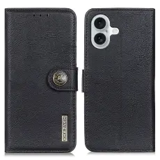 KHAZNEH iPhone 16 Plus Fodral L&auml;der Svart